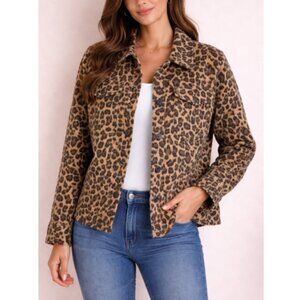 Bagatelle NY Women's Tan Leopard Print Button Front Teddy Jacket Size XS